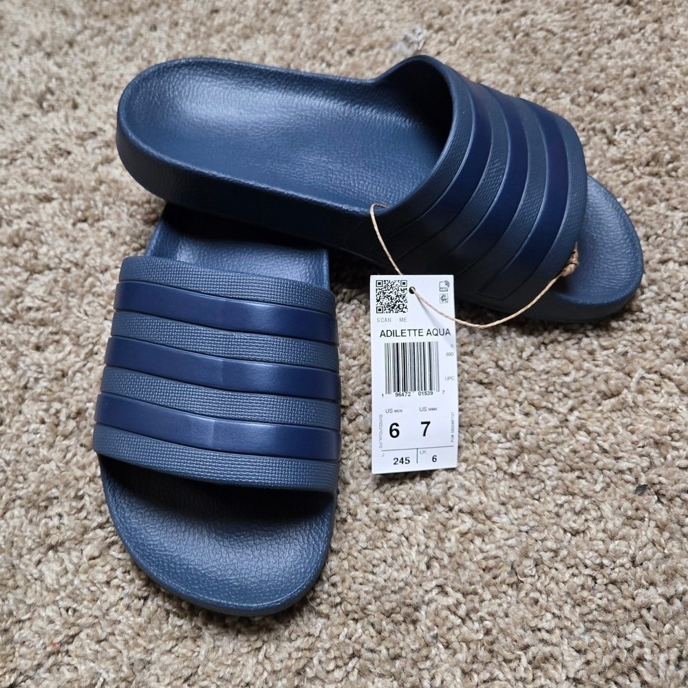 Adidas Adilette Aqua Slides Women 7 Blue IF0895 Sporty Shower Shoe new in box